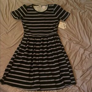 Black and White Striped Kids Dress